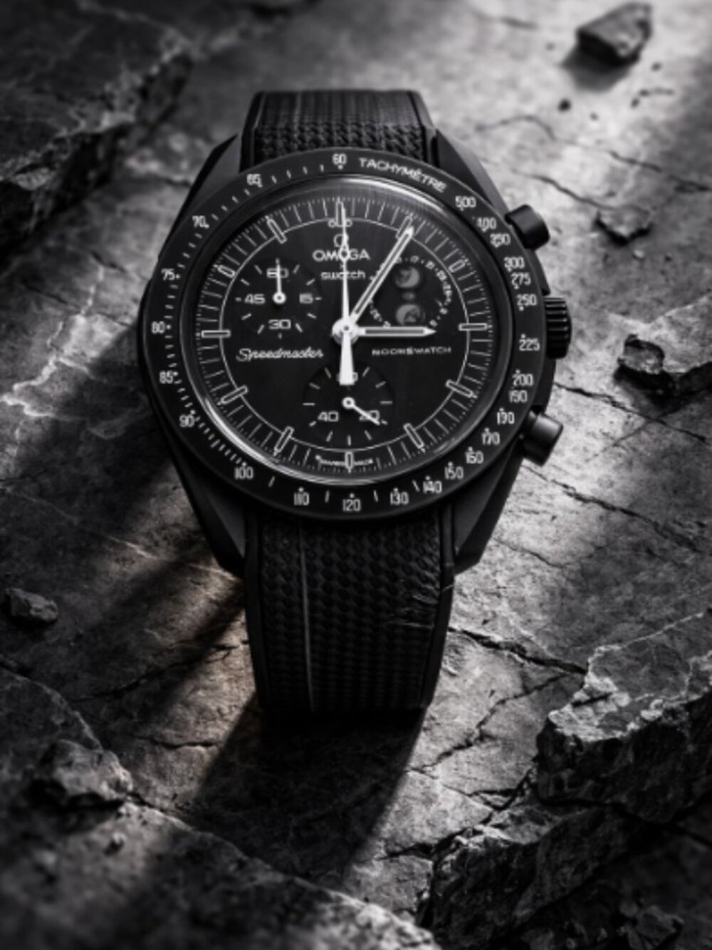 Omega X Swatch - Moonswatch - MISSION TO THE MOONPHASE - NEW MOON - BLACK STRAP